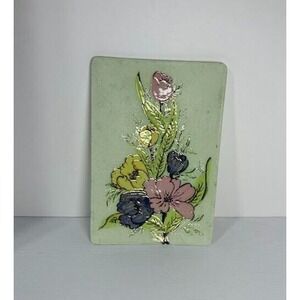 VINTAGE JAMAR MALLORY CERAMIC STUDIO 1953 HANDPAINTED FLORAL IRIDESCENT TRAY